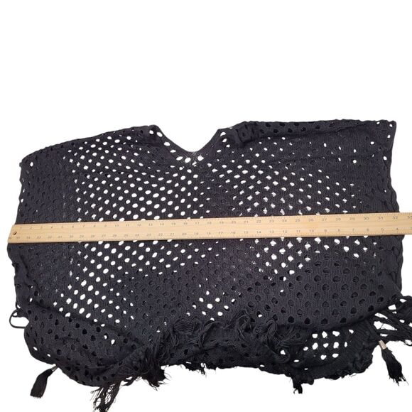 Women Crochet Beach Cover Ups Swimwear Fringe Hem Beach Dress Black One Size - Picture 8 of 9